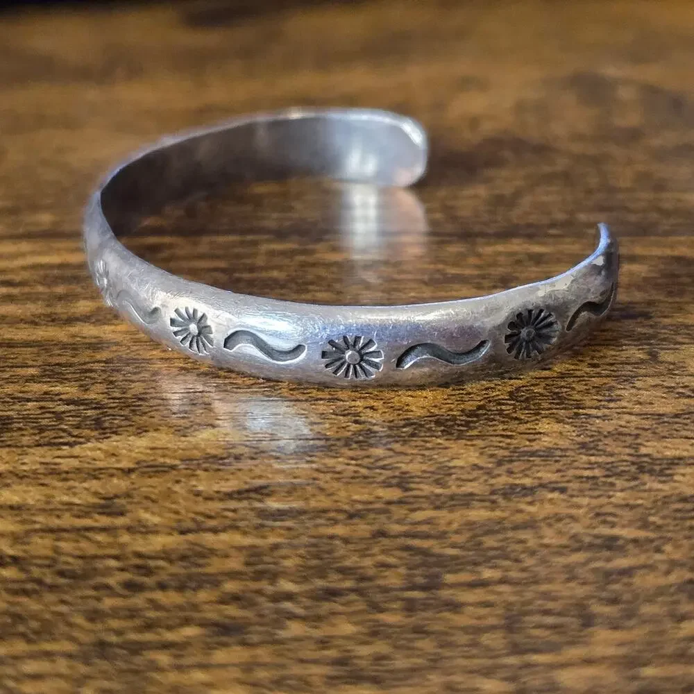 Vintage Navajo Abel Toledo AT Sterling Silver Stamped 2